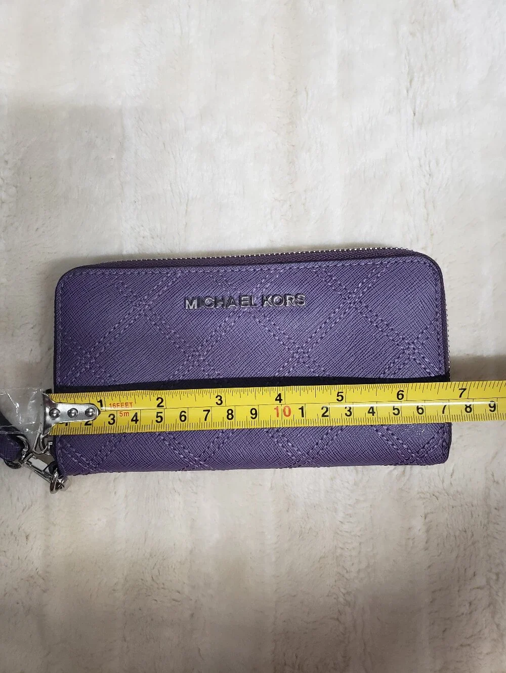 Michael Kors Purple Quilted Zip-Around Wristlet Wallet